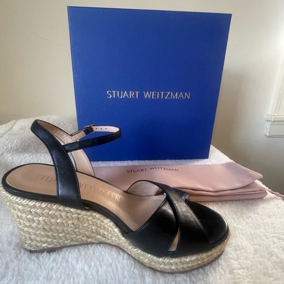 $375 STUART WEITZMAN ROSEMARIE ESPADRILLE WEDGE SANDAL BLACK 7B
Box/Dustbag incl - Picture 1 of 5